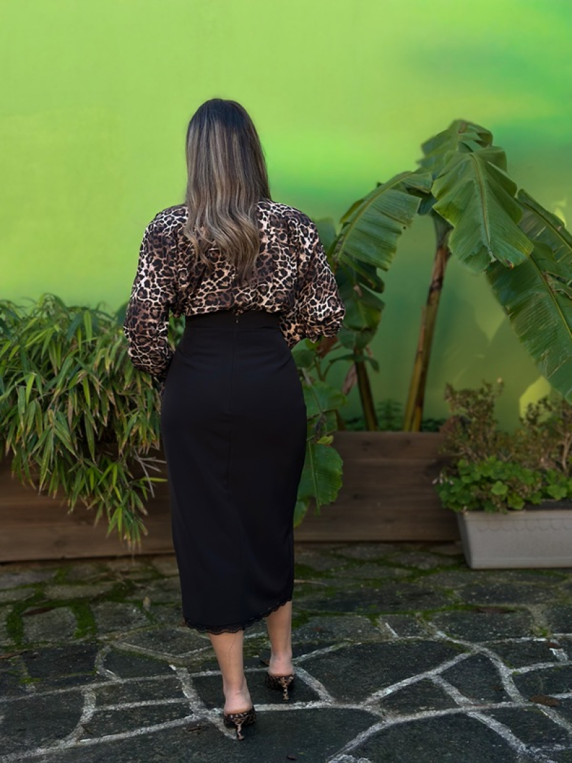 BLACK MIDI SKIRT-Μαύρη φούστα