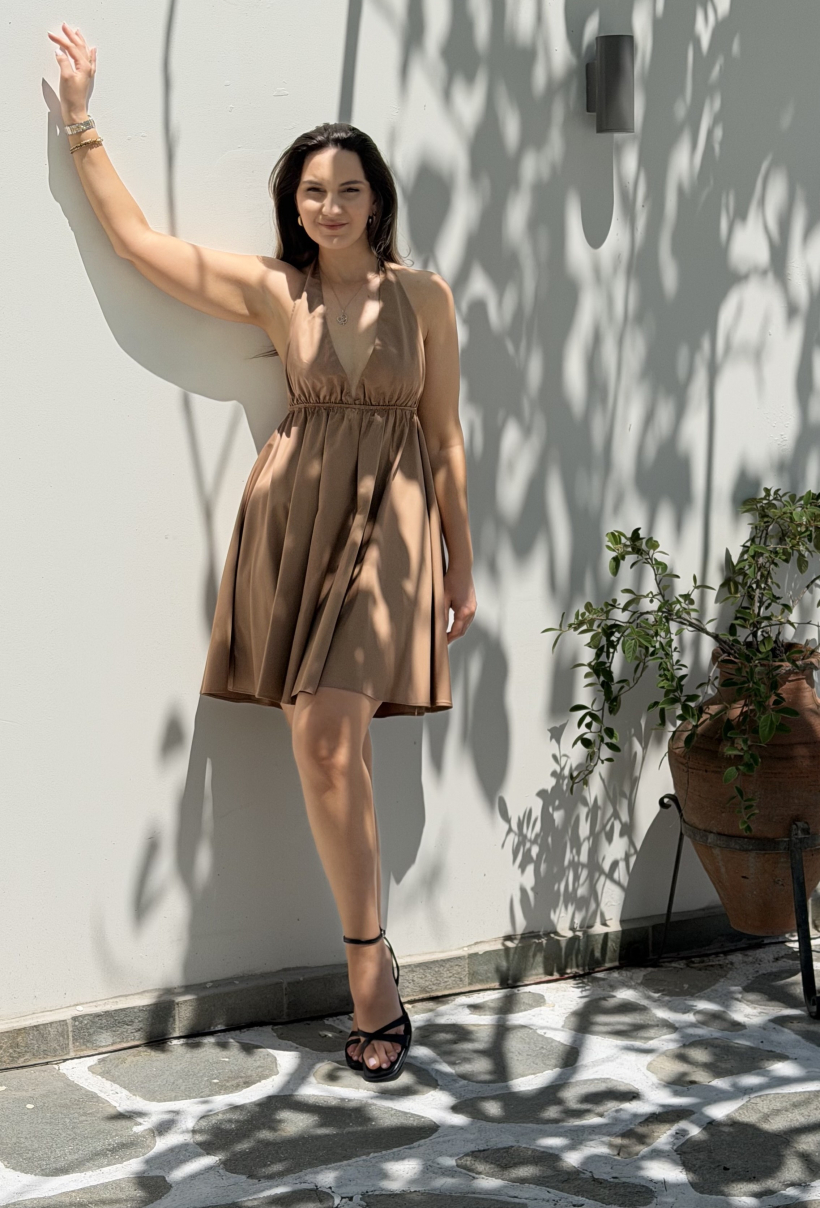 MOCHA MINI DRESS-Μόκα μίνι φόρεμα