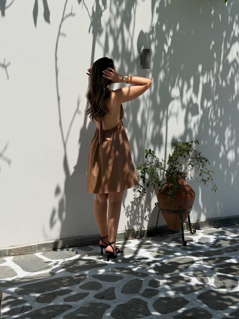 MOCHA MINI DRESS-Μόκα μίνι φόρεμα