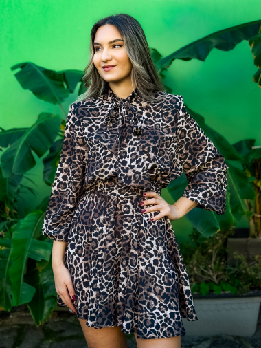 LEOPARD MINI DRESS-Λεοπάρ μίνι φόρεμα