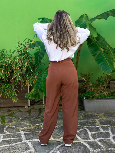 TERRACOTTA PANTS- καφέ παντελόνι με πιέτες